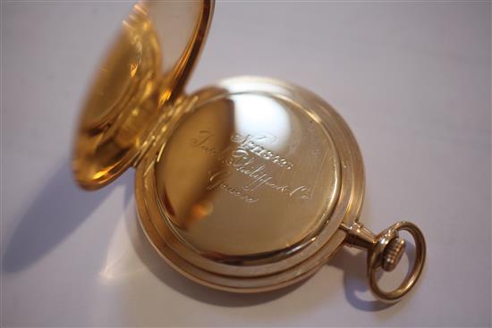 An early 20th century 14ct gold Patek Philippe & Co hunter keyless dress pocket watch,